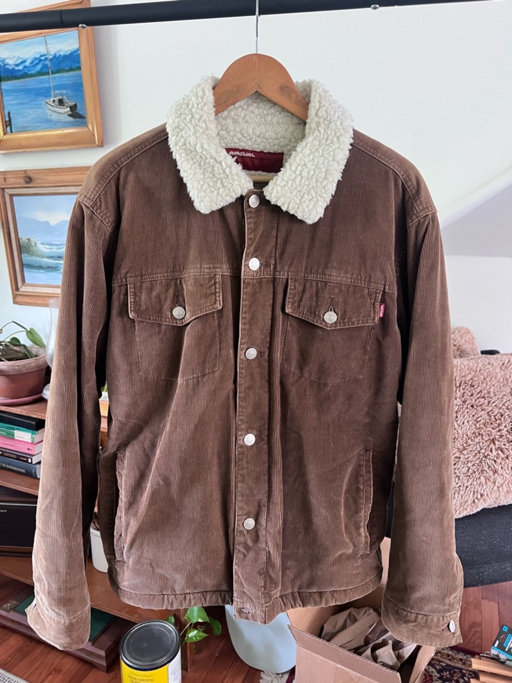 Rip Curl Brown Corduroy Jacket with  Sherpa Collar / Lining